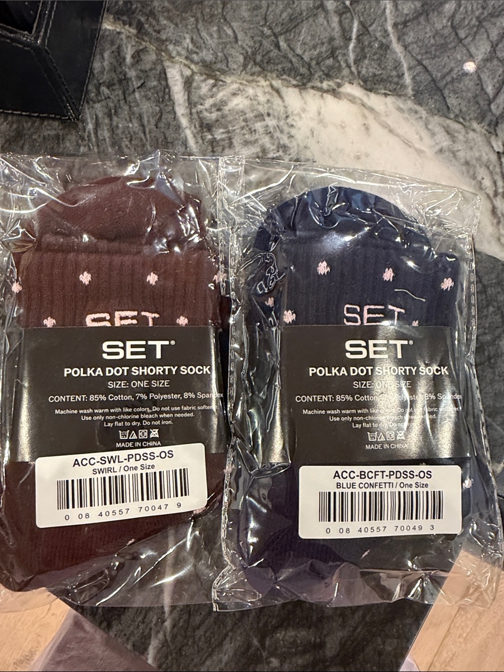SET Active Polka Dot Shorty Socks - Burgundy & Navy (2-Pack)